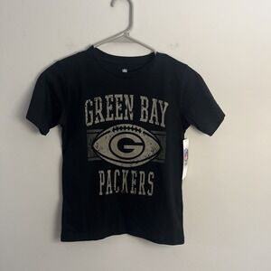 NEW! Green Bay Packers NFL Football Black T-shirt Boys / Youth Size S 6-7